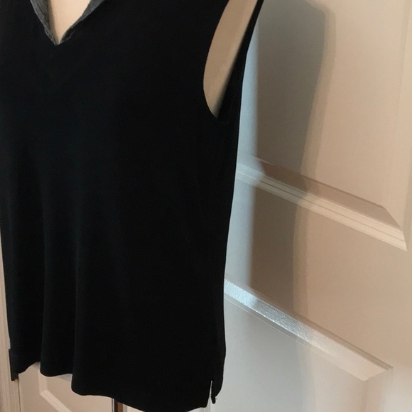 Chico's Black Sleeveless Tank Top with Notched Collar - Picture 2 of 6